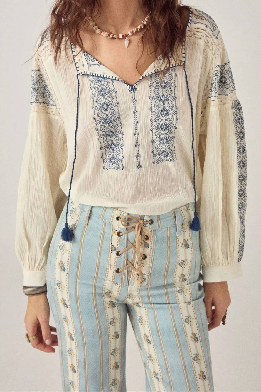 NEW MAISON HOTEL claudia embroidery blouse in indigo poet